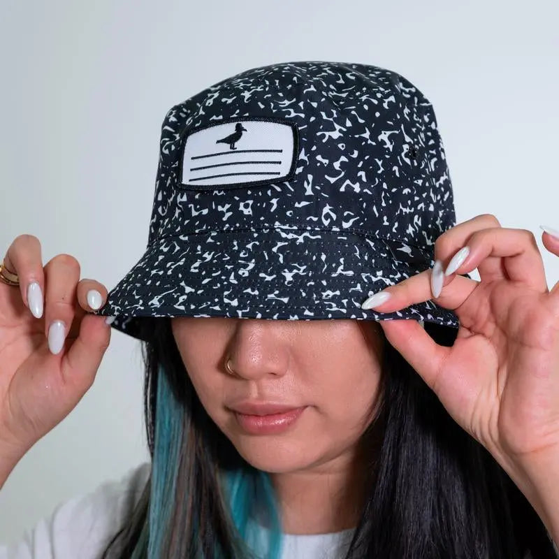 Back to School Bucket Hat with Black and White Composition Notebook Pattern
