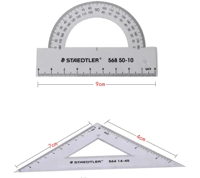 Student Ruler Set with Straightedge, Triangle, Protractor