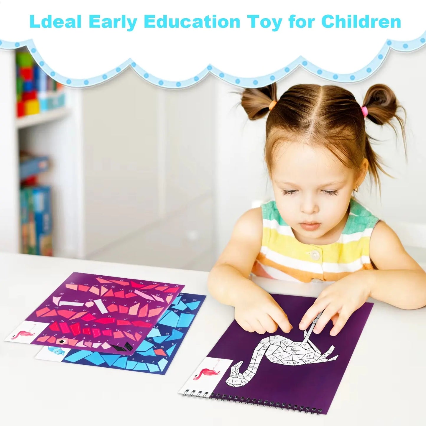1PCS Sticker Book Crafts for Kids Ages 4-8, Sticker by Number for Brain Games,Gifts,Travel Toy