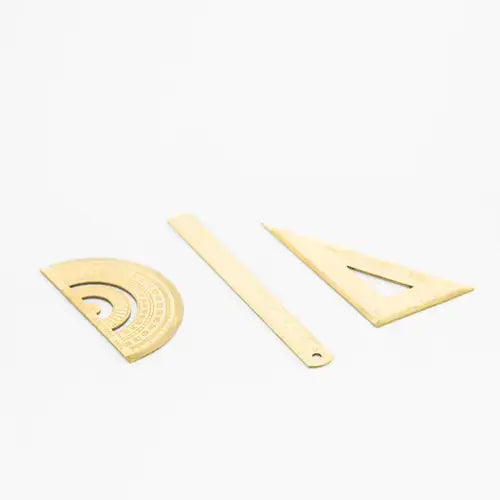 Metallic Brushed Office Ruler Set with Triangle Ruler