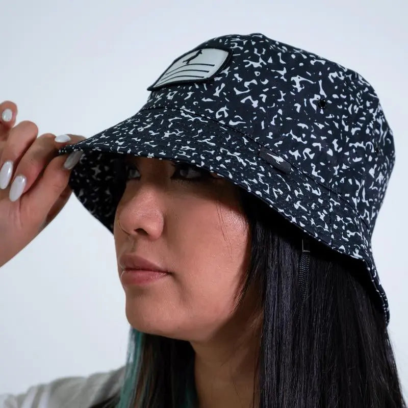 Back to School Bucket Hat with Black and White Composition Notebook Pattern