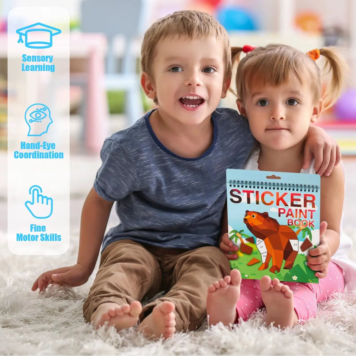 1PCS Sticker Book Crafts for Kids Ages 4-8, Sticker by Number for Brain Games,Gifts,Travel Toy