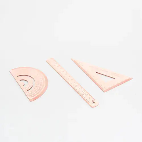 Metallic Brushed Office Ruler Set with Triangle Ruler
