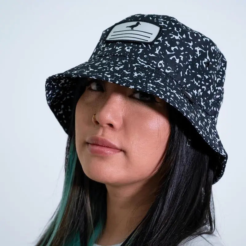Back to School Bucket Hat with Black and White Composition Notebook Pattern