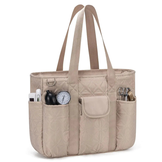 GreenTribes Nurse Tote Bag for Work Nurses Multiple Pockets Crossbody Clinical Bag for Nursing Worker and Home Health Care Staff（Khaki）